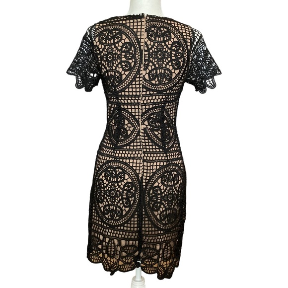 J.O.A. Los Angeles Women's black crochet lace overlay short sleeve dress, Sz S - Picture 11 of 17